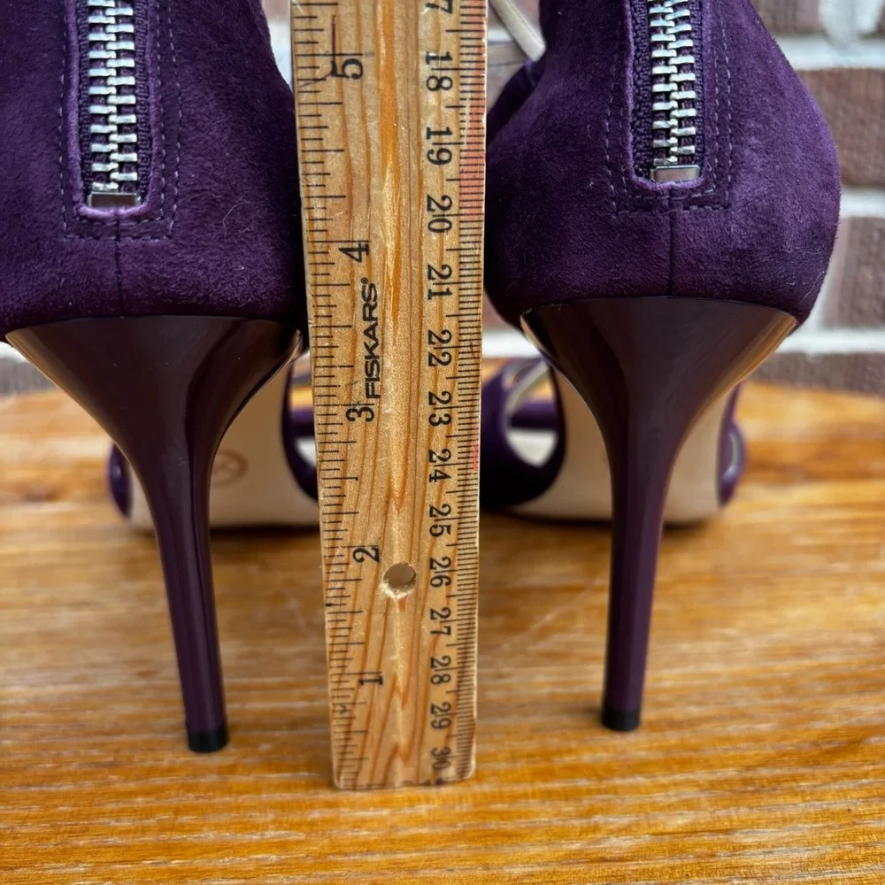 Michael Michael Kors Women’s 8.5 Chantelle Heel Stiletto Purple Velour Sandals - Picture 7 of 12